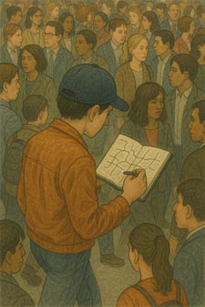 Drawing a map in a crowd